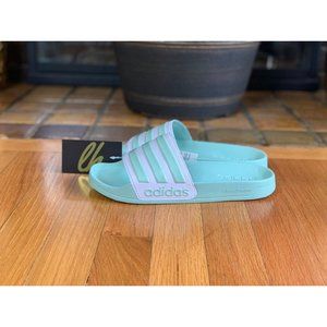 Size 7 Adidas Adilette Shower Slides "Teal White"